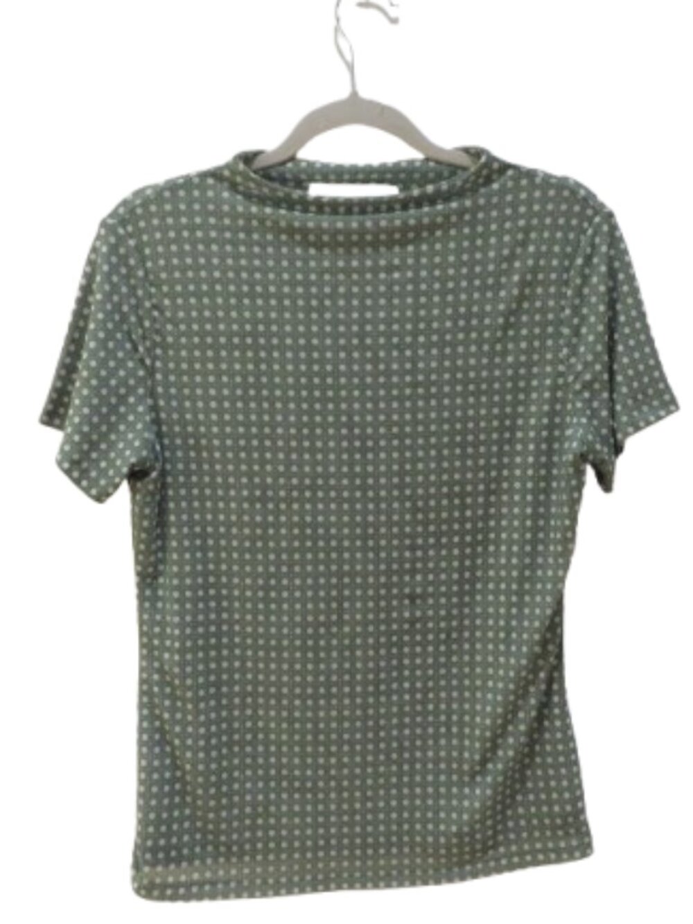 A. PUTNAM Luxe Opaque Short Sleeve Top Chive Green Rattan Small Preppy Minimal